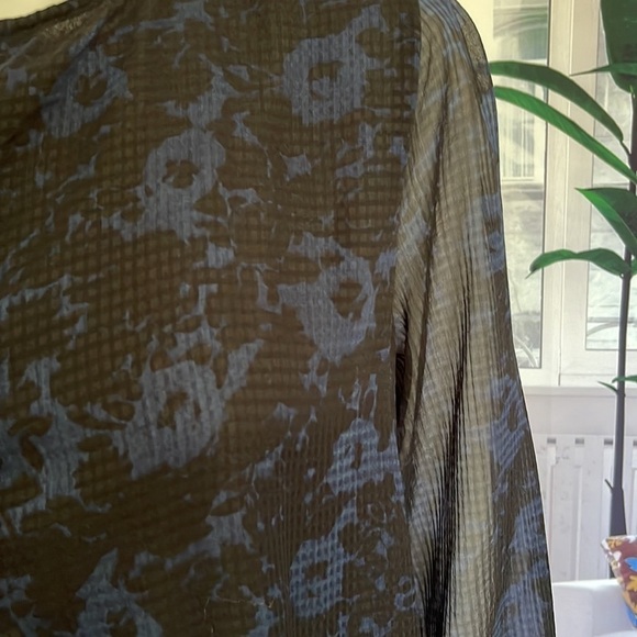 ZARA Long Sleeve Black With Blue Print Chiffon Type Dress. Size L. P4/A - Picture 5 of 9